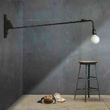 Vintage American Country Wall Lamp Loft Potence Wall Light Long Arm Sconce Bedroom Living room Bedside Lighting Led E27 Lamps
