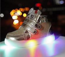 2016 New Baby Girls LED Light Shoes Anti-Slip Sports Kids Sneakers Children’s Hello Kitty Chaussure Enfant Size 21-30