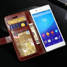 Luxury PU Leather Wallet Case For Sony Z4 Flip With Card Slot And Stand Design Phone