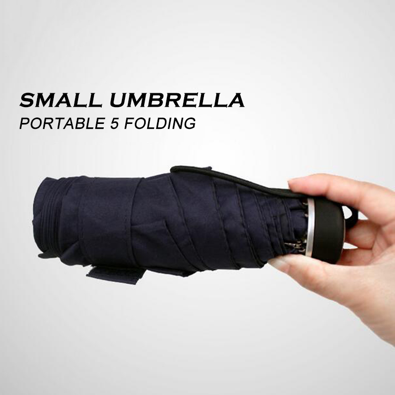 Ultra Small Five Folding Umbrella Rain Men Women Quality Simple Sunny And Rainy Umbrellas Windproof 2 Color Portable Parasol