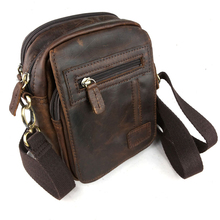FS Genuine Leather Men Casual Shoulder Bags First Layer Cowhide Messenger Bags Vintage Small Cross Body