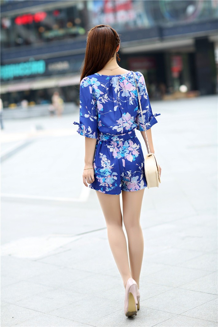 2015-Summer-Style-Women-Fashion-Short-Jumpsuits-and-Rompers-Floral-Printed-Women-Short-Sleeve-Chiffon-Overalls-CL02623