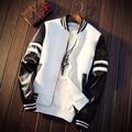 2016 Spring Men Jacket Splicing PU Sleeve Coat Casual Baseball Collar Short Jacket Brand Coat Men