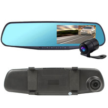 Dual Camera Rear-view Mirror Dash Cam G-Sensor HD 1080P 4.3” 1