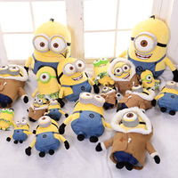 New 2015 Minions 3D Eyes Minion Plush Toys Gift Summer Winter Coat Style Minions Toys Doll Free Shipping