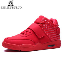 Fashion Autumn New 2015 Men Casual Shoes Red Suede Leather Men High Top Casual Shoes Breathable Winter Men Boots Red Botas Blue