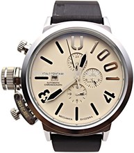 2014 nuevo Mens automático CAB esfera blanca relojes barco cabina grande 50 mm CAS negro U caucho cronógrafo U1001 gancho de izquierda mano