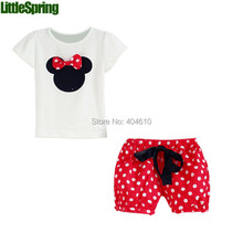 Retail Children s Sets 2015 Summer New Children Girl s 2PC Sets Skirt Suit Minnie Mouse