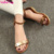 VALLKIN Fashion Genuine Leather Women's Sandals Shoes Summer Flats Sandals Peep Toe Flower Wedding Shoes Size 34-39