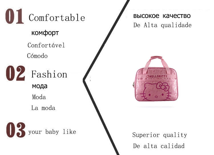 Pink Hello Kitty Mother Bag Baby Diager Bags Multifunctional Canvas Bolsa Maternidade Baby Mama Stroller Maternity Bag Travel (1)