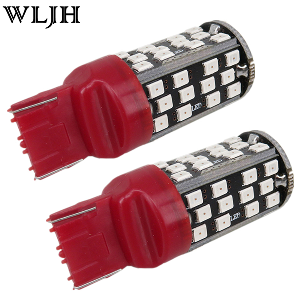 WLJH 2pcs Red Led W21W 7443 Bulb Stop font b Brake b font Light Tail Lamp