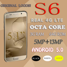 Real 4G LTE HDC S6 phone Freeship MTK6592 Octa core fingerprint mobile phone 5.1″ 3G Ram 64G Rom G920FG9200 Octa Core cell phone