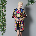 Women Cold Winter Fashion Runway Warm Coat Half Sleeve Animal Bear Embroidery Luxury Loose Plus Size