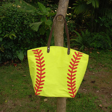 Wholesale Blanks Cotton Canvas Softball Tote Bags Baseball Bag Football Bags Soccer ball Bag with Hasps Closure DOM103281