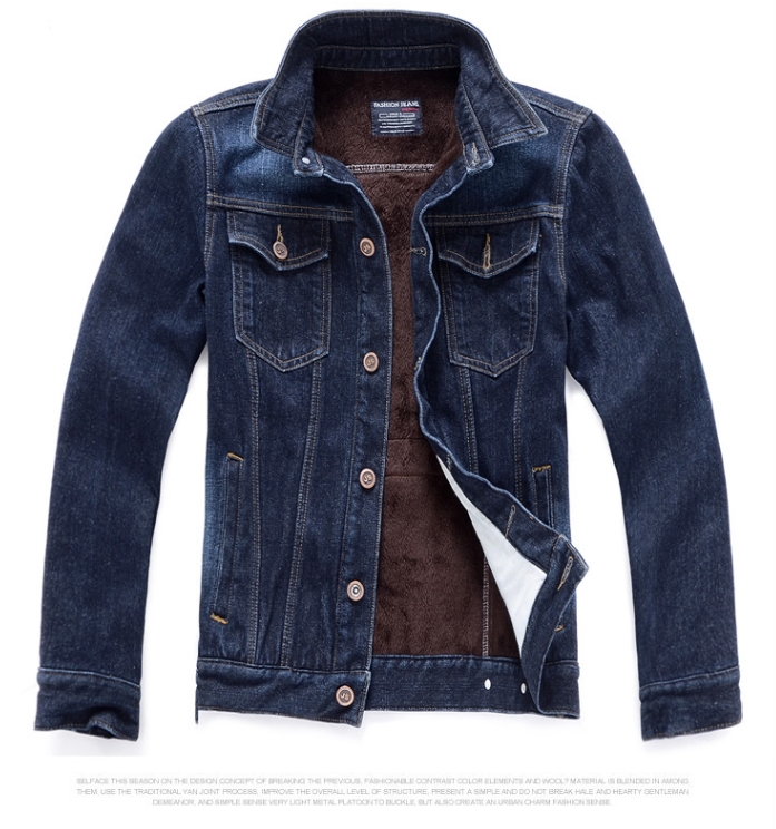 2015 Winter Denim Jacket Men Wash Thichen Velvet Long Sleeve Fashion