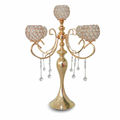 Wholesale 5 Head Vintage Candlestick Gold Plated Crystal Table Candelabras Candle Holiday Home Hotel Wedding Decoration
