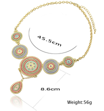 Free Shipping New Arrival Women Romantic Ethnic Gold Plated Round Resin Bohemia Pendant Necklace Jewelry