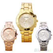 Mujeres para mujer para hombre de marcación Rhinestone ginebra aleación de cuarzo analógico reloj de pulsera 4KOJ