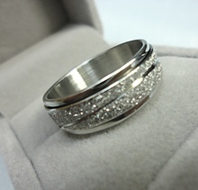 2015 HOT Fashion Fashion top cool Double Spin Women Men Frosted Silver Band Stainless steel Ring