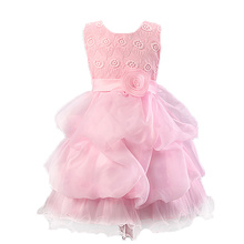 Fashion Sweet Wedding Flower Girl Dresses Pink Rose Vestido New Brand Design Kids Dresses For Girls Cute Party Dresses