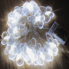 Battery 8M 50 LED Butterfly Garland Christmas String lights for Garden Outdoor Home Decor Wedding Party patio Curtain Decotation