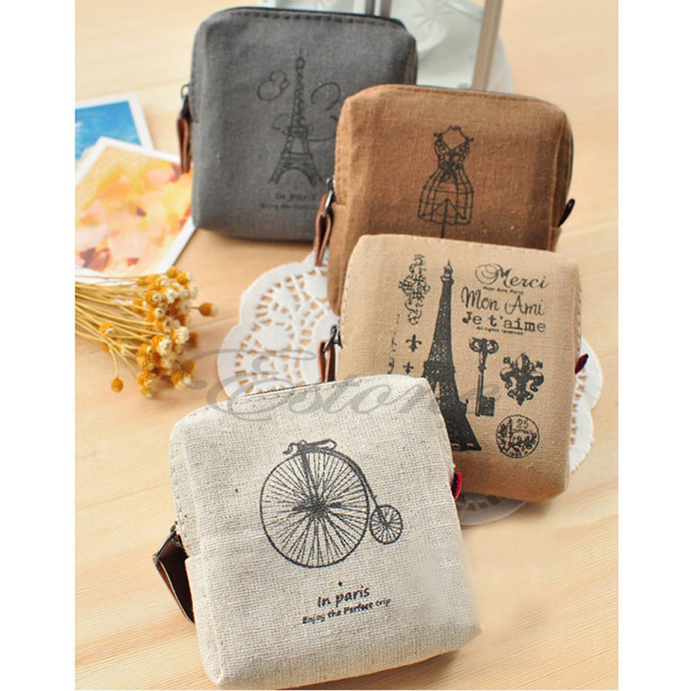 Classic Retro Canvas Tower Wallet Card Key Coin Purse Bag Pouch Case 4 pattern for Women Girl WF32