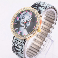 Luxury Women Wristwatch 2015 New Fashion Marilyn Monroe Rhinestone Quartz Watch Women Casual Watch Relogio Feminino