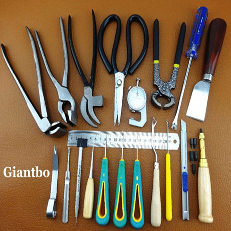 LEATHER WORK COBBLER'S TOOL SET Leather Tool Kit Pliers Skiving Awl Pu...