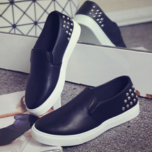Autumn small fresh shoes pedal shoes platform rivet foot wrapping flat plus size women’s shoes Low-heel Round head shoe adhesive