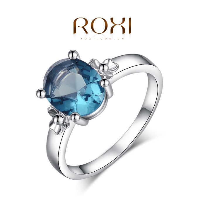 2015 Roxi Fashion Women s Jewelry High Quality Ring White Platinum Gold Plated Round Cut Faceted