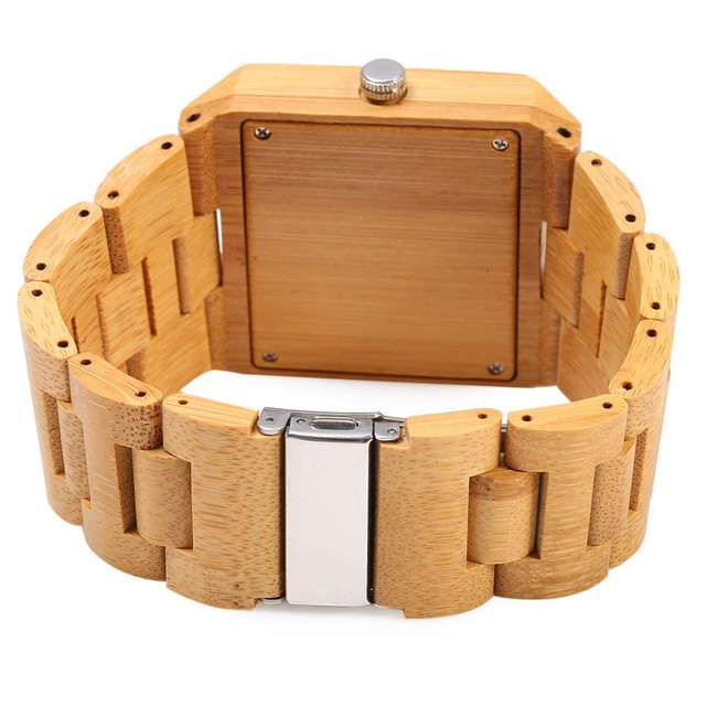 Zegarek męski BEWELL prostokątny drewno bambusowe kolory
