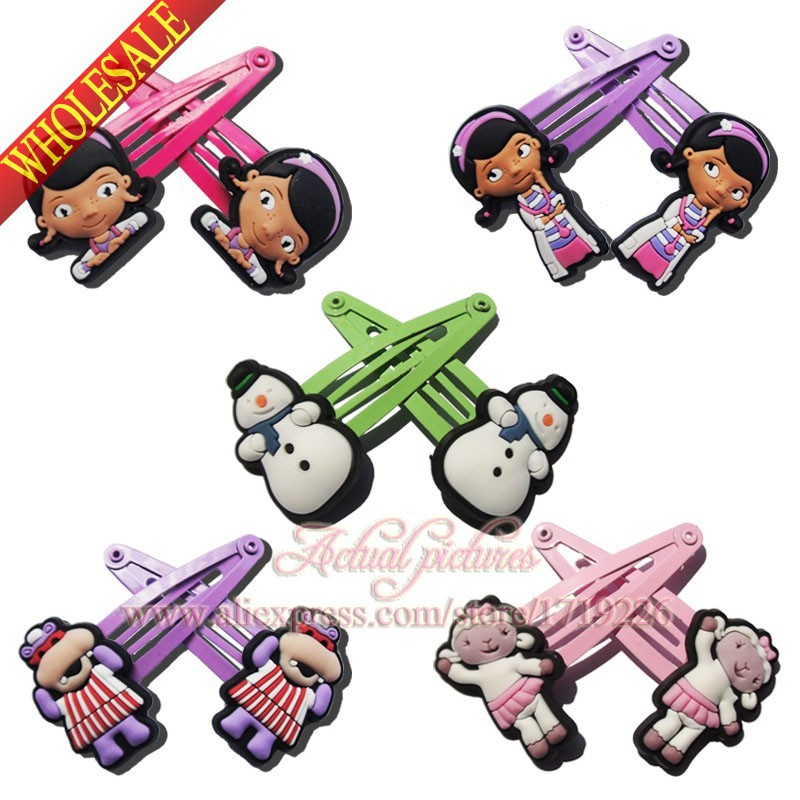 Cute Headwear 5pairs lot Doc Mcstuffins Hot Cartoon Logo Baby Girls Kids Hair Clips Elastic Hair