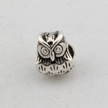 Hot Sell 10pcs Tibetan Silver Alloly Owl Large hole Spacer Beads Fit European Charms Bracelet 9x11mm