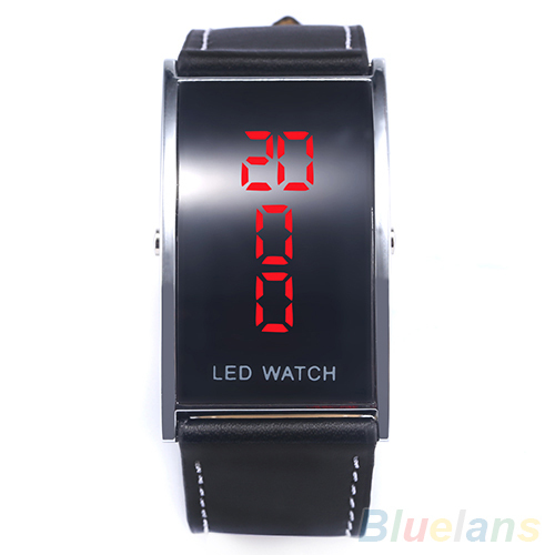 Men s Women s Arch Bridge Style LED Digital Date Faux Leather Strap Wrist Watch 3MGN