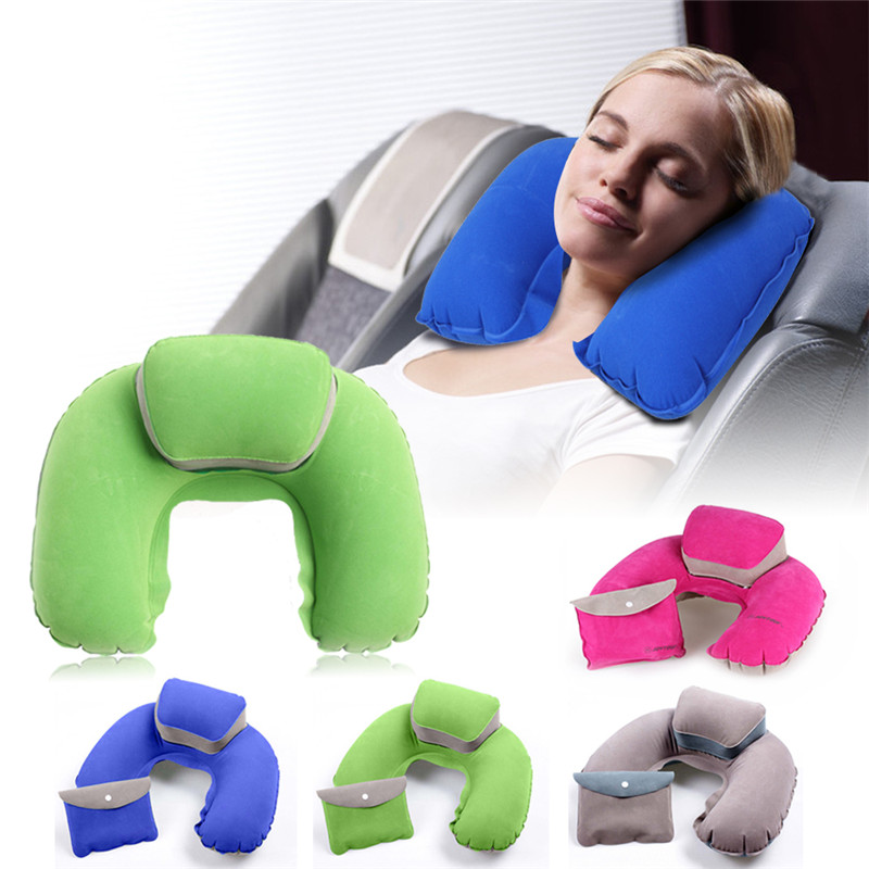 Portable Travel Inflatable Neck Air Pillow Pvc Flocking U Shape