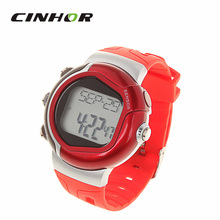 Moda Casual hombres y mujeres del deporte de digitaces del reloj Monitor de ritmo cardíaco consumo de calorías muñeca de grabación reloj de Color rojo ( CR2032 )