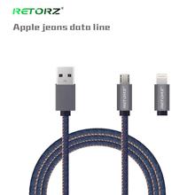 New Retorz Genuine leather mobile phone cables For iphone 7 se 6 6s plus 5s micro usb cable For samsung xiaomi charger Data line