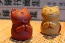 1pc Chinese Yixing Zisha Clay Pottery Plutus Cat Tea Pet Gongfu Decoration