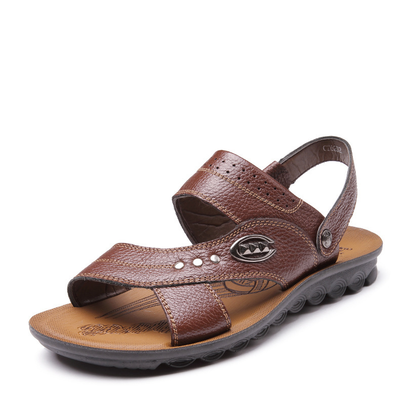 Roman sandals 2015 Summer men sandals Open toe Genuine leather sandals ...