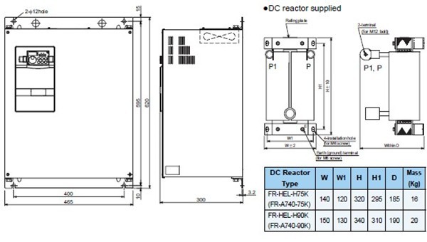 FR-A740-90K-CHT dimensions