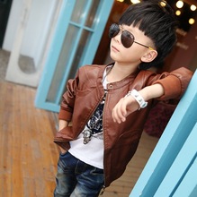 2015 New Boys Coats Faux Leather Jackets 2 Colors Children Fashion Outerwear Spring Autumn Winter MC031