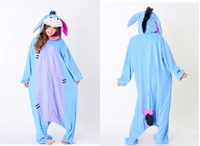 Free Shipping New Unisex Men Women Adult Pajamas Cosplay Costume Animal Onesie Eeyore Donkey Sleepwear Plus