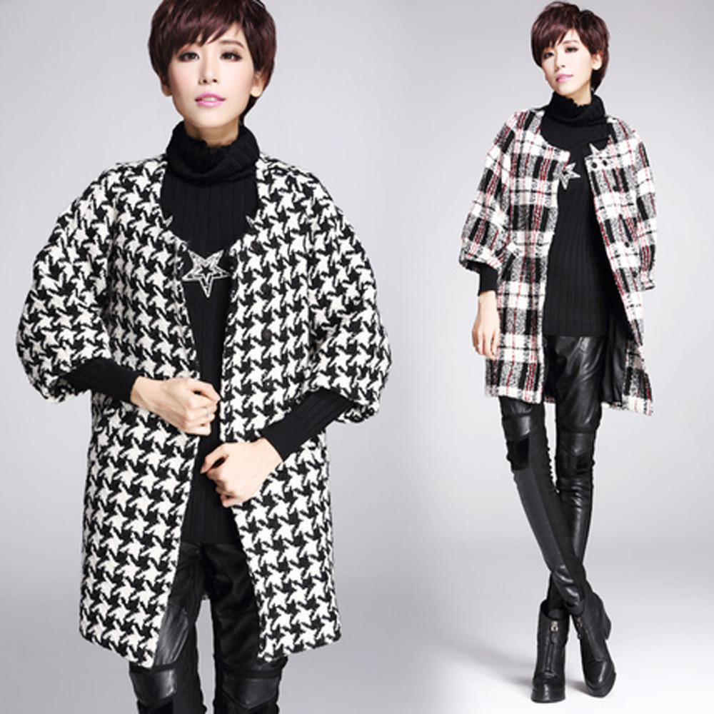 2015 winter new retro Vintage font b Tartan b font Pattern Contrast Color Modern Houndstooth Pattern