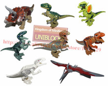 8pcs dinosaur toys minifigures building blocks Dino toys jurassic world bricks toys christmas gift action figures Compatible