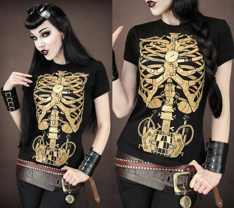 Summer T shirts for women harajuku casual 3D tshirts 2015 fashion skull print tops tees black