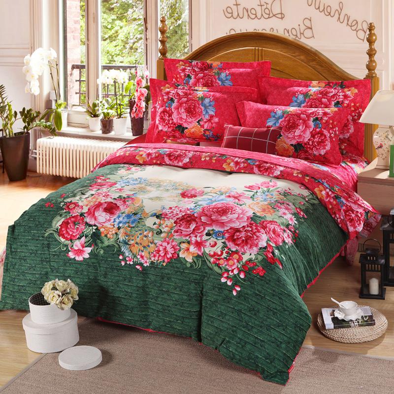 king queen size chinese style bedding set 100 thick cotton green doona duvet cover sets with