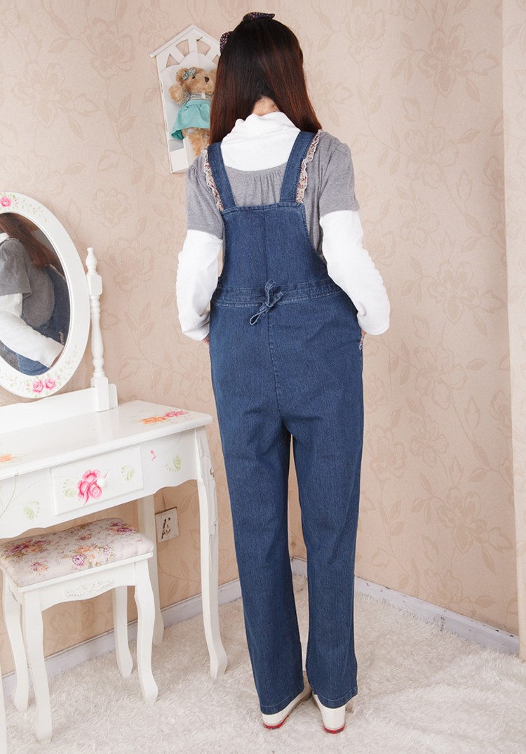 wholesale 1pcs pregnant women overalls spring and autumn fashion and casual full length loose denim maternity women jumpsuit (10)