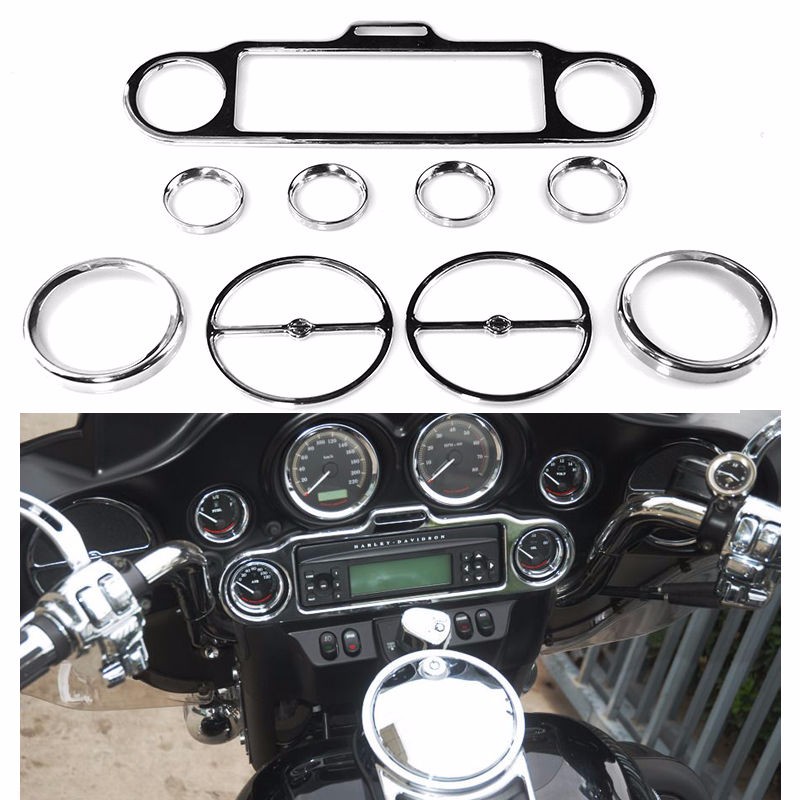 9X-chrome-accent-speedometer-stereo-speaker-trim-ring-for-Harley-Ultra-Classic-Shipping-Free-New-