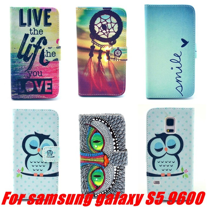 Taken brand Cartoon Style Flip Leather Mobile Phone Bag Case Accessories For samsung galaxy S5 i9600