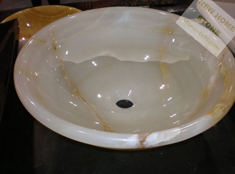 White onyx bowl sink luxury design high quality white onyx with rustic ...
